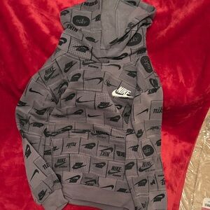 Nike Black and Gray Graphic Hoodie